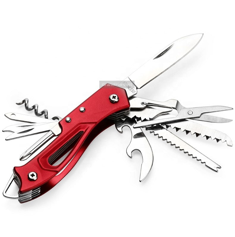 440 Stainless Steel Pocket Multi Functionioal with Folding Knife With Saw Scissors Screw Opener