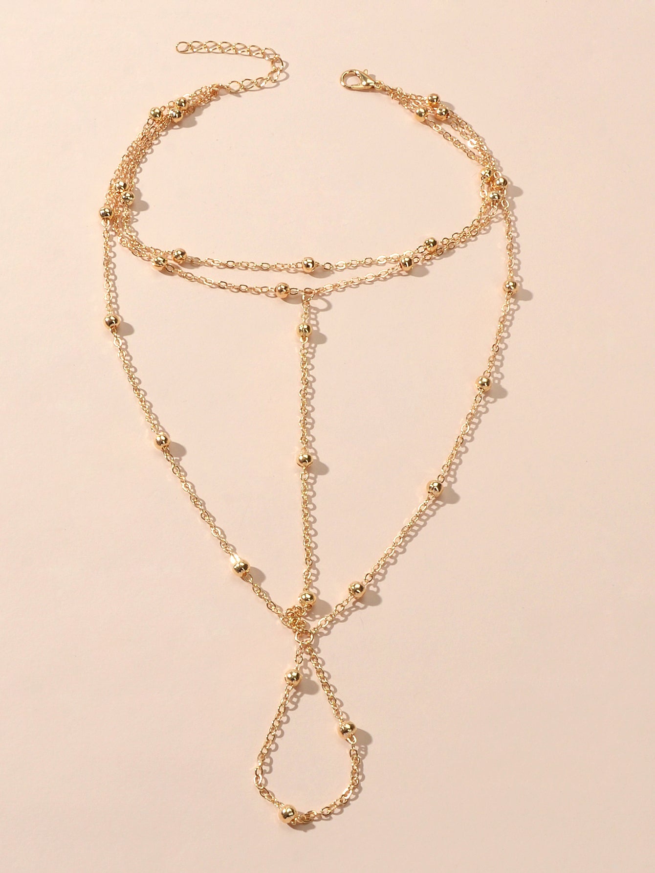 1pc Gold Chain Boho Layered Anklet with Toe Foot Jewellery Barefoot Sandal Ankle