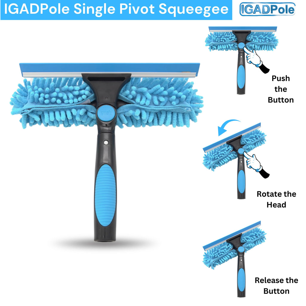 10ft Window Squeegee with Extension Pole, Window Cleaner Tool with 2-Stage Telescoping Pole, Window Cleaning Kit with 10ft Pole (3m) & Microfiber Cloths, 2 Blades Replacements & ACME Adapter