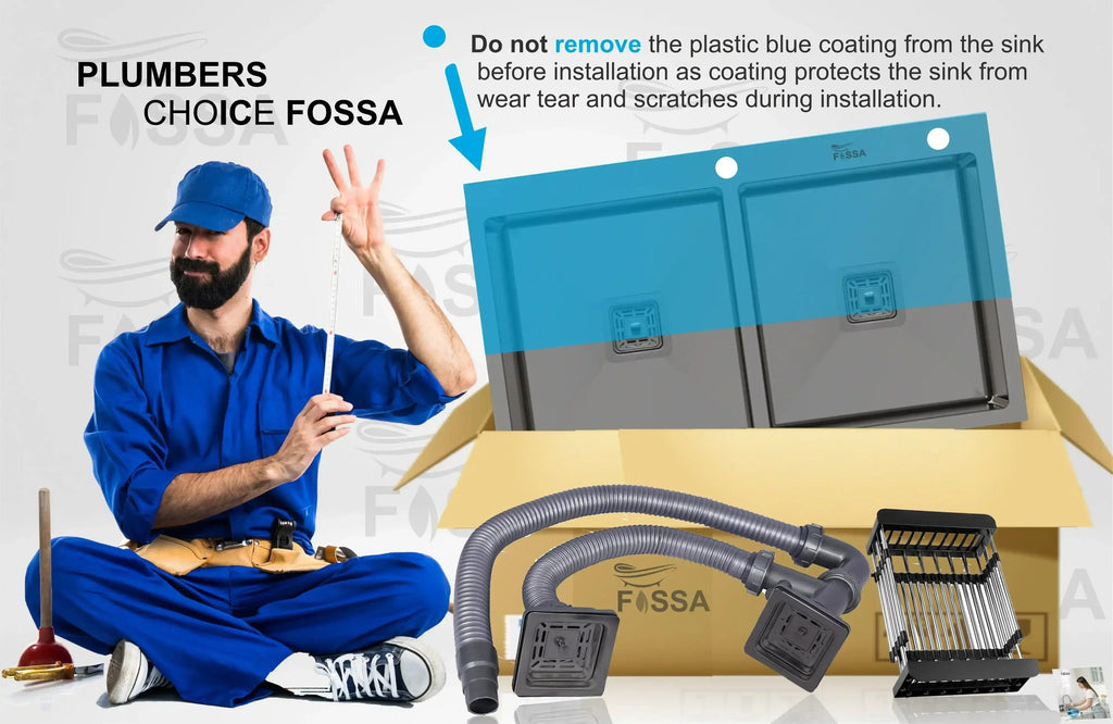 304 Handmade (45"x20"x10) Inch Stainless Steel Double Bowl Black Kitchen Sink With Tap Hole