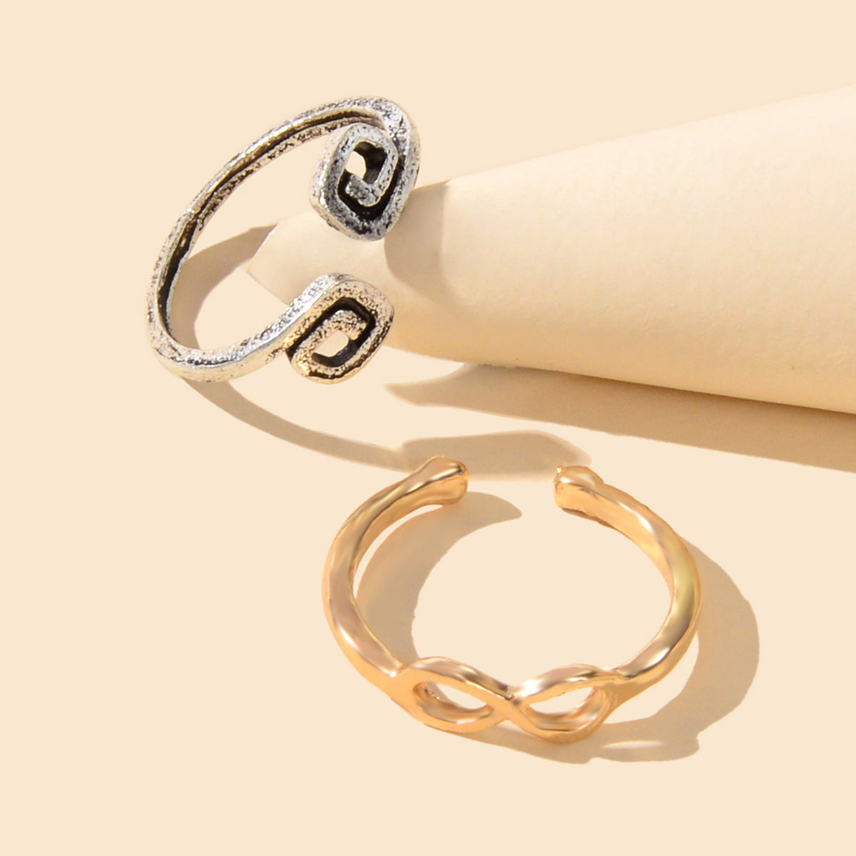 2pcs Boho Chic Foot Jewelry Gold Silver Open Toe Ring Knuckle Midi Tail Ring set