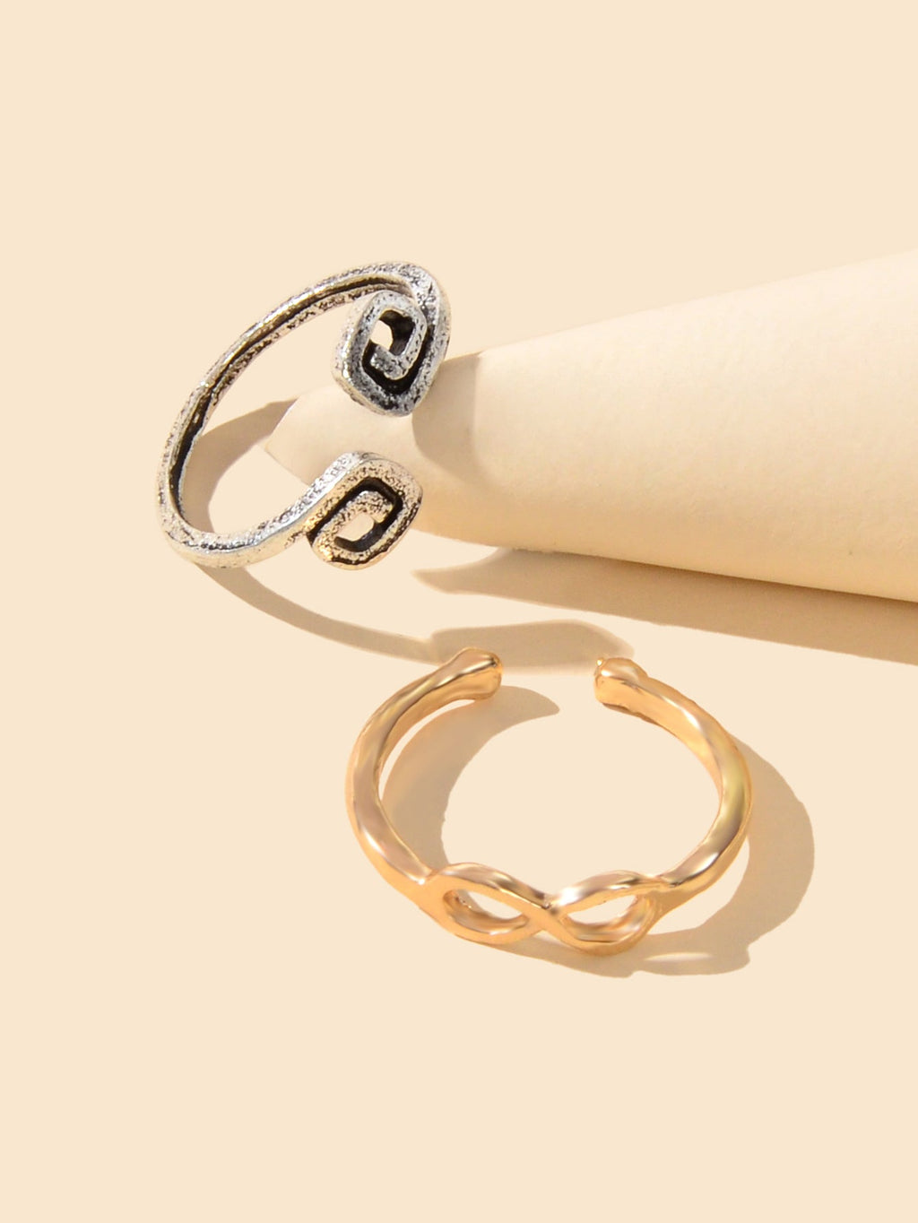 2pcs Boho Chic Foot Jewelry Gold Silver Open Toe Ring Knuckle Midi Tail Ring set