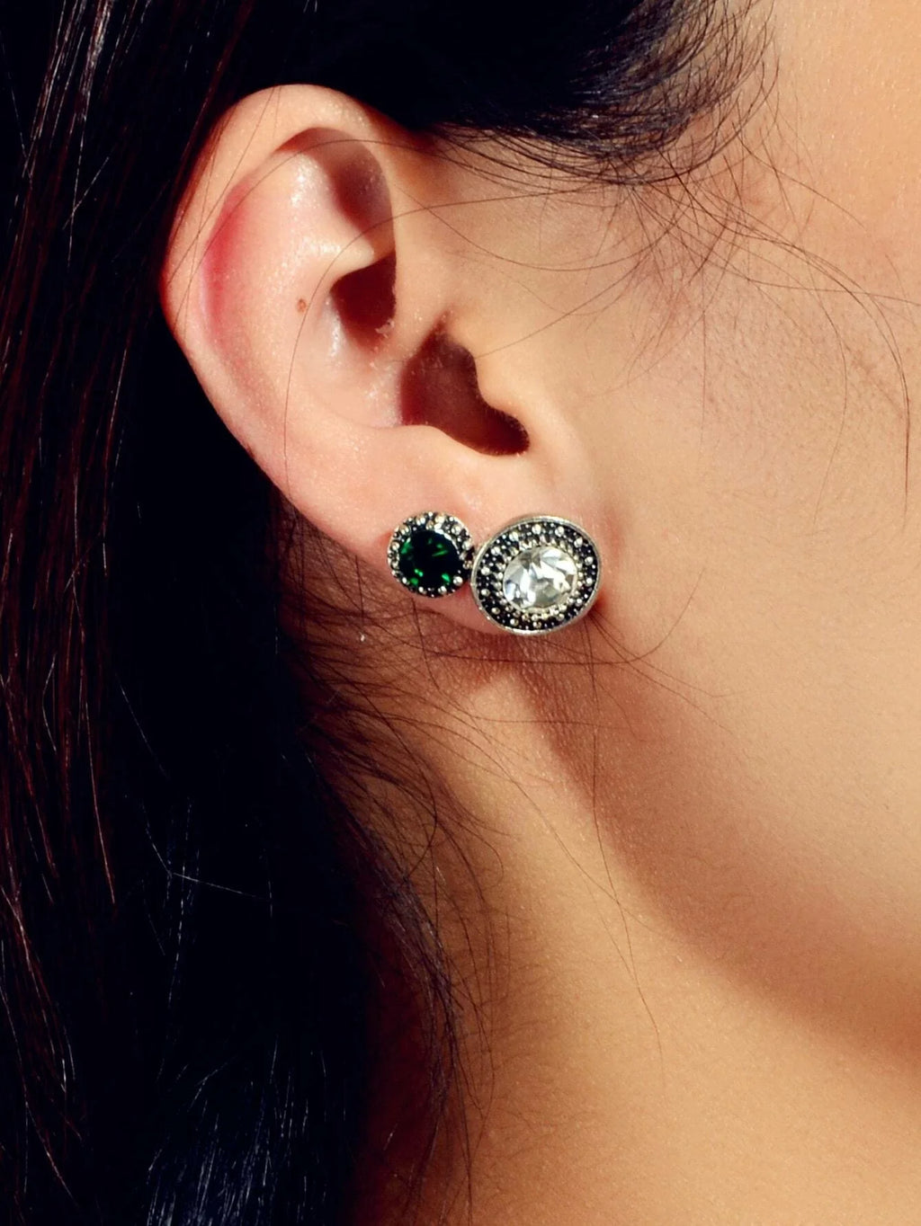 5 pairs Vintage Jewellery Shining Rhinestone Round Water Drop Stud Earrings Set