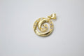 18K Gold Filled Swirl With CZ Cubic Zirconia Stone Pendant
