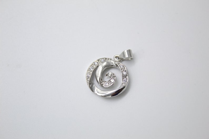 18K Gold Filled Swirl With CZ Cubic Zirconia Stone Pendant