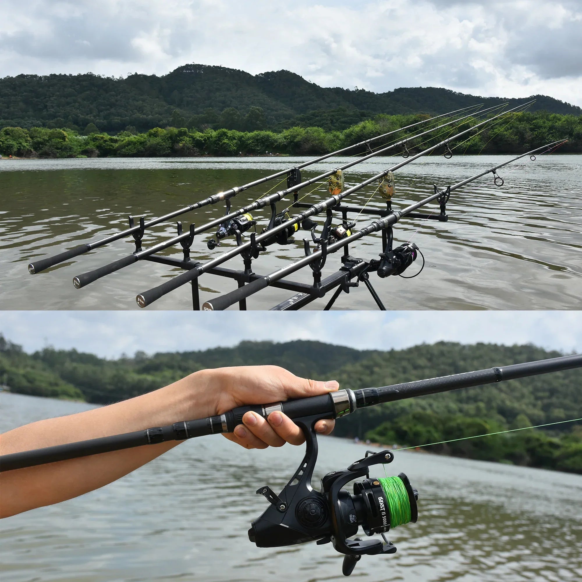 2-Tips 4.2m Carbon Fiber Carp Fishing Rod Grey