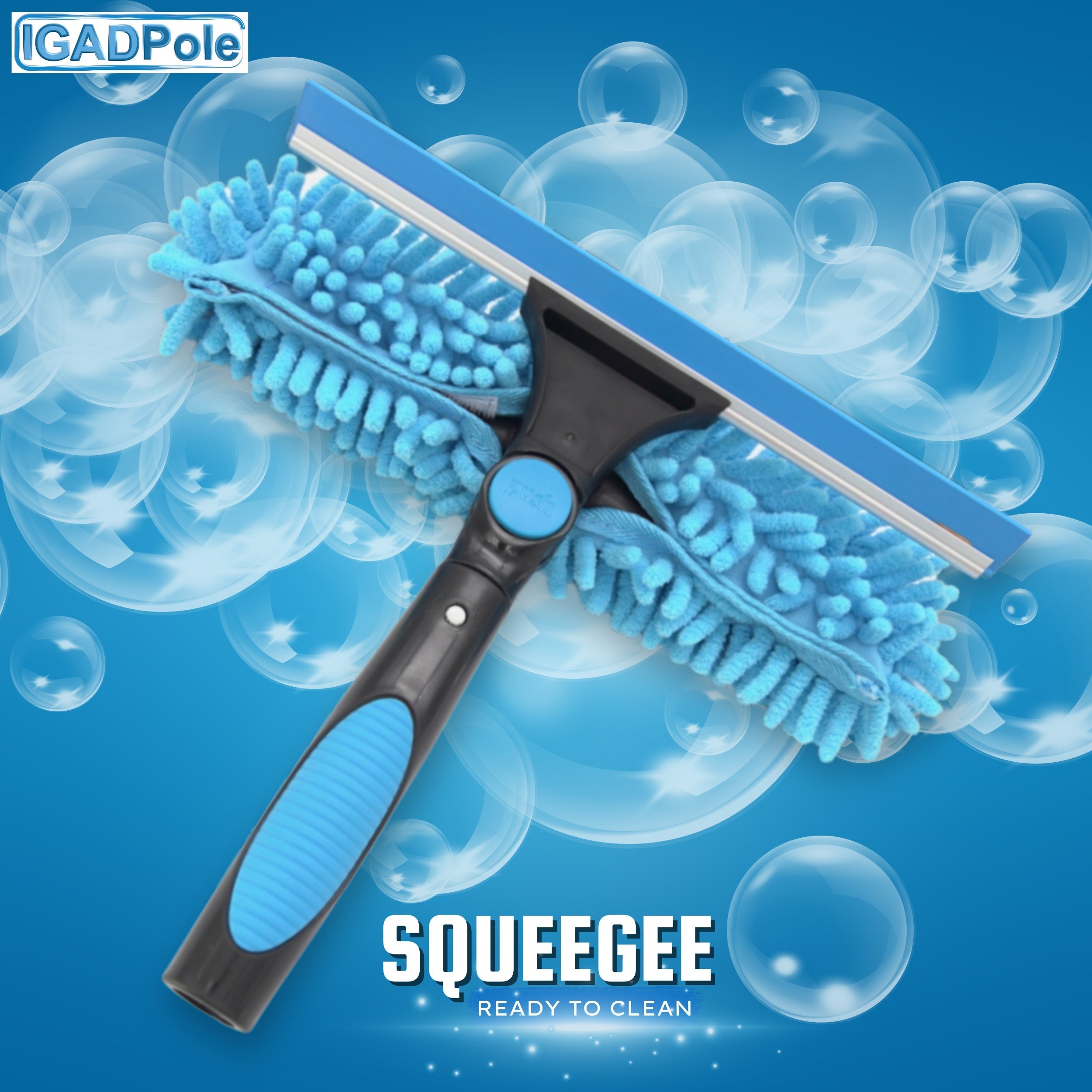 6.6ft Window Squeegee with Extension Pole, Window Cleaner Tool with 2-Stage Telescoping Pole, Window Cleaning Kit with 6.6ft Pole(2m) & Microfiber Cloths, 2 Blades Replacements