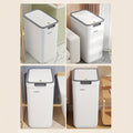 2pcs Sleek White Trash Cans with Odor-Seal Lids