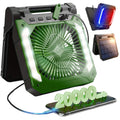 20000mAh Solar Camping Fan with LED Light