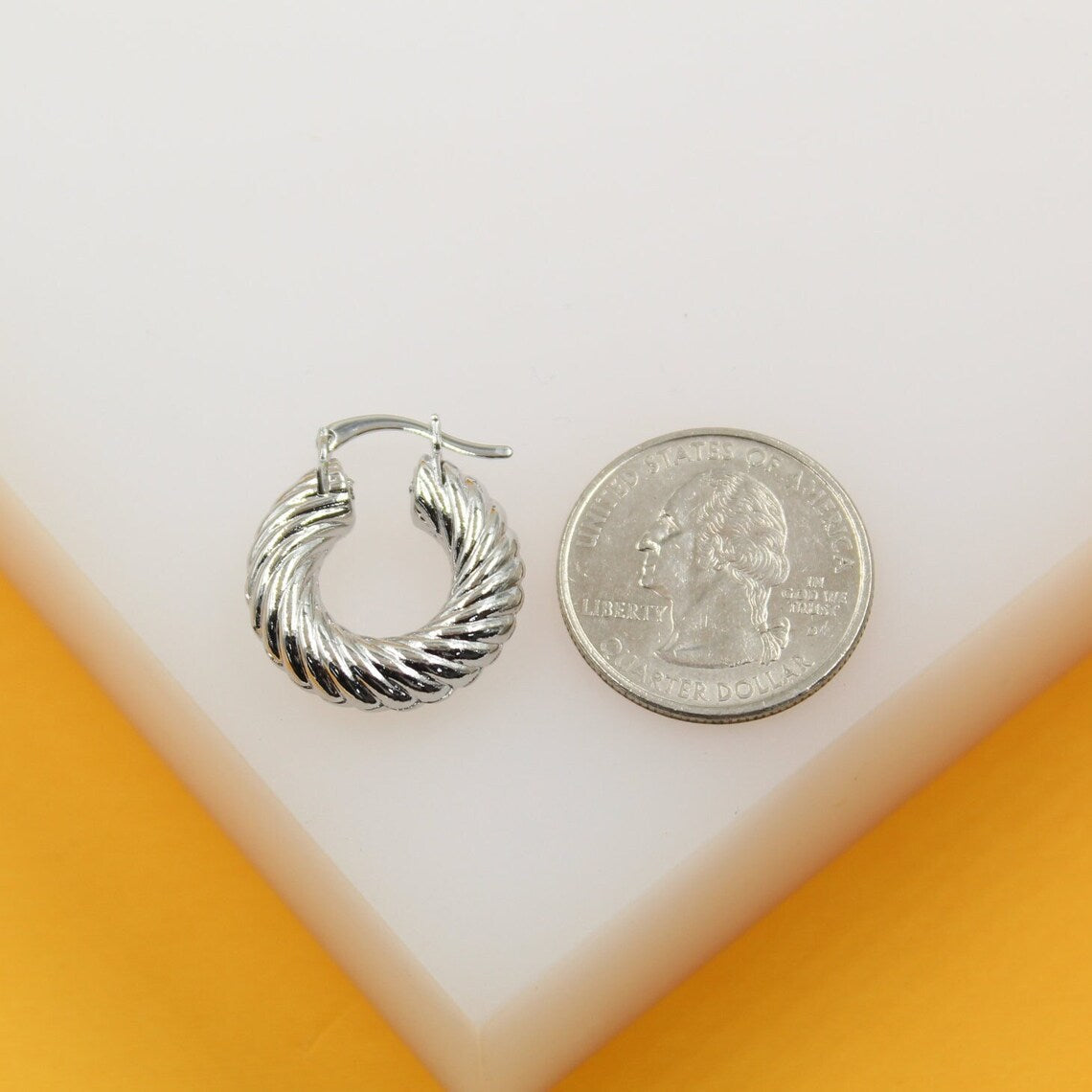 18K Gold Filled Croissant Twist Hoops Earrings (K61)