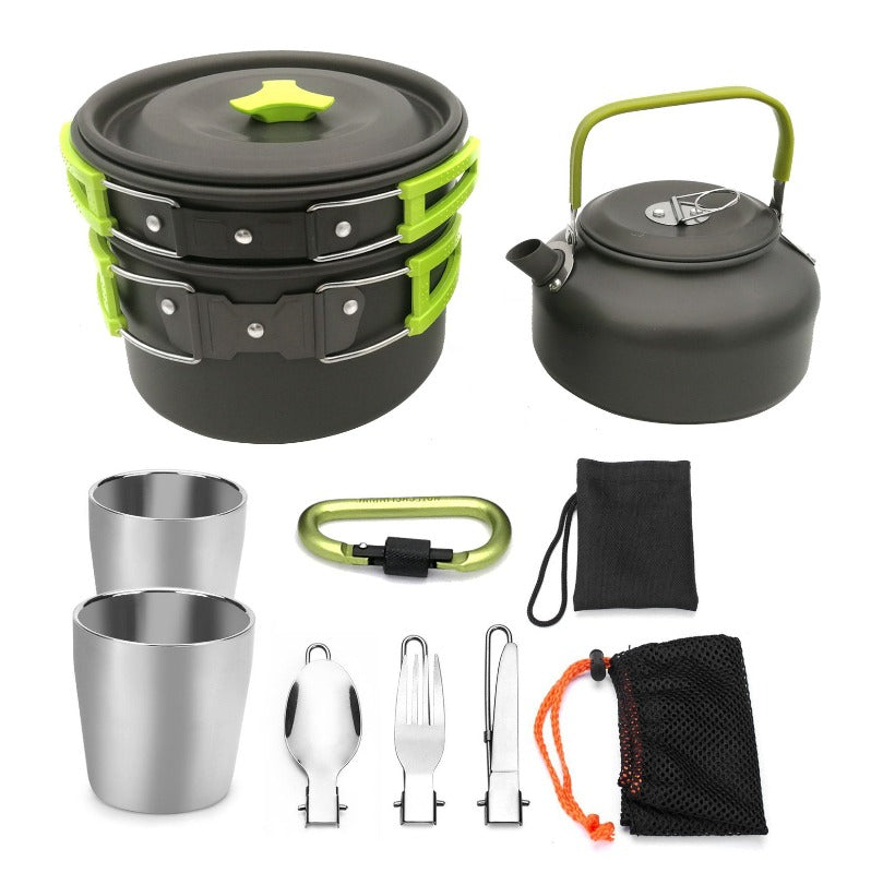 2-3 person Camping Cooking  Ware Sets Pots Pans Picnic