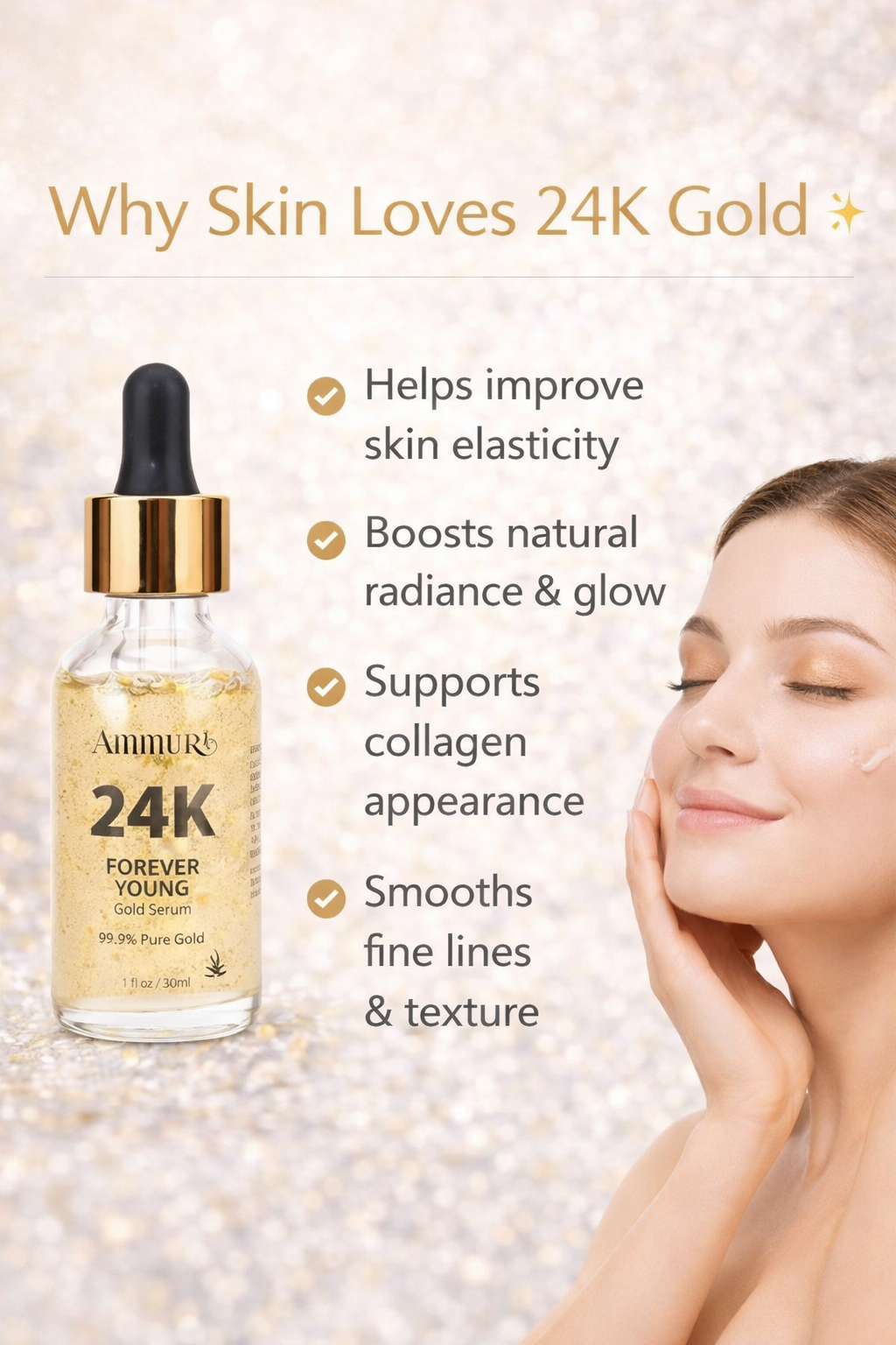 Ammuri 24K Gold Face Serum – Radiance & Anti-Aging Boost